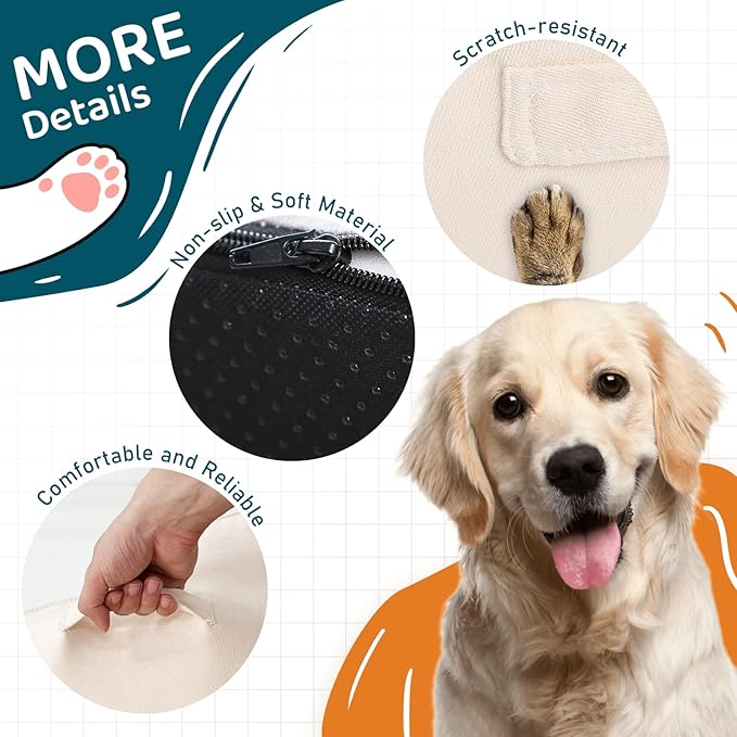 Dog Steps for Small Pets, Dog Stairs for High Beds and Couch, 16" 3-Step High Density Foam Pet Stairs for Dogs Injured, Older Dogs Cats, Pet with Joint Pain (Beige)