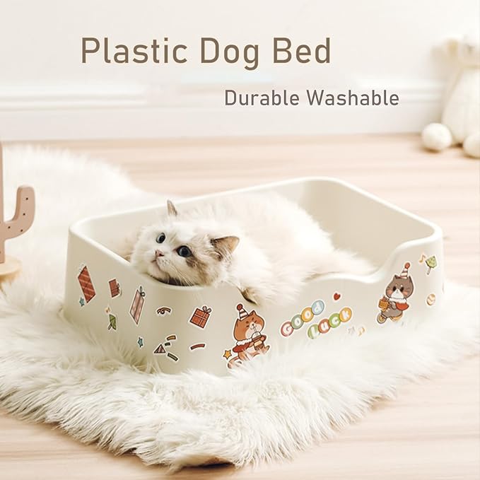 Plastic Cat Bed 100% Recycled Plastic - Cat Bed Durable Washable Breathable & Antislip Easy to Clean Great for Small -Orange