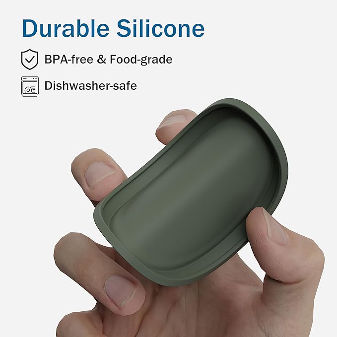 OHMO 2 Pack Pet Food Can Lids, (3.3 in / 85mm) Silicone Pet Food Can Lids Covers for 5.5 oz Cat and Dog Food Cans, Camo&Light Green