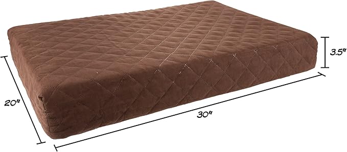 Waterproof Dog Bed - 2-Layer Memory Foam Pet Pad with Removable Machine Washable Cover - 30x21 Crate Mat for Dogs or Puppies by PETMAKER (Brown)