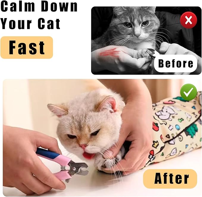 27.6" Cat Grooming Wrap,Self-Adherent Cat Wrap for Cutting Nails,Anti-Escape Cat Swaddle Wrap,Multifunctional Anti-Scratch Cat Restraint Wrap for Medicine,Nail Clipping,Ear Cleaning(Within 15lbs)