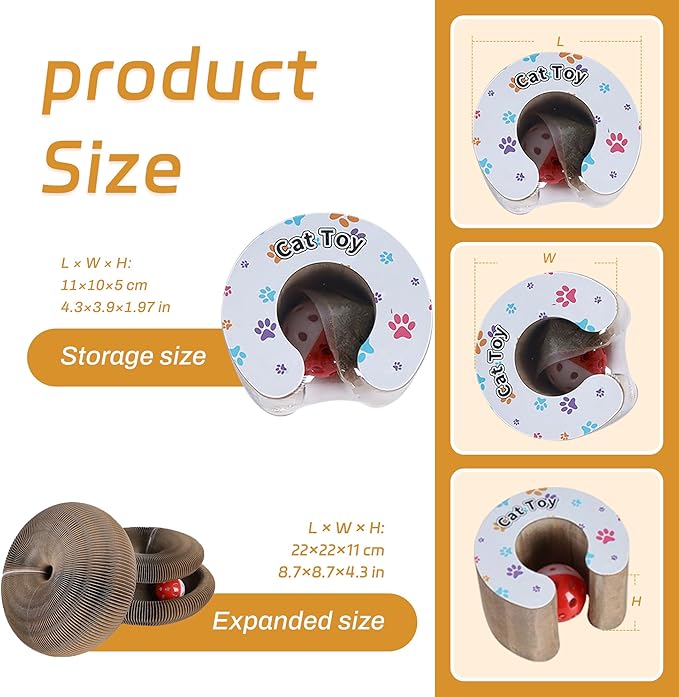 2 Pcs Kitty Kurlz cat Toy Magic Organ Cat Scratching Board Toy Kitty curlz Foldable Accordion Cats Toy (2pcs)