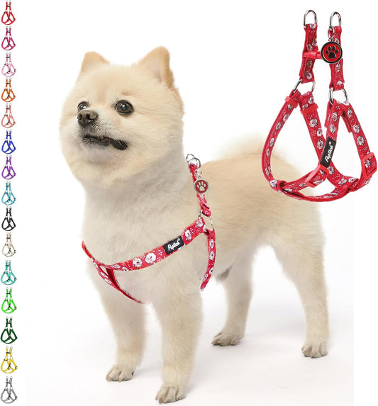 PUPTECK No Pull Dog Harness Soft Adjustable Basic Nylon Step in Puppy Vest Outdoor Walking with ID Tag, Christmas, S