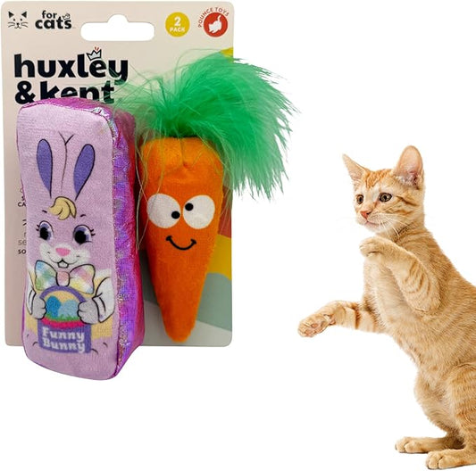 Huxley & Kent Plush Cat Toy - Interactive Catnip Toy for Cats & Kittens - Soft with Crinkle & Catnip - Fun Indoor Play - Hoppy Easter 2pk