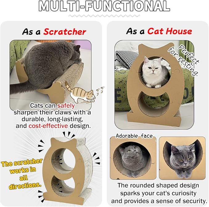 Lumizone Cat Scratcher Bed Lounge Cardboard Scratching Board for Indoor Cats Multi-Functional Freely Combine Scratch Pad Toy Durable Scratcher House