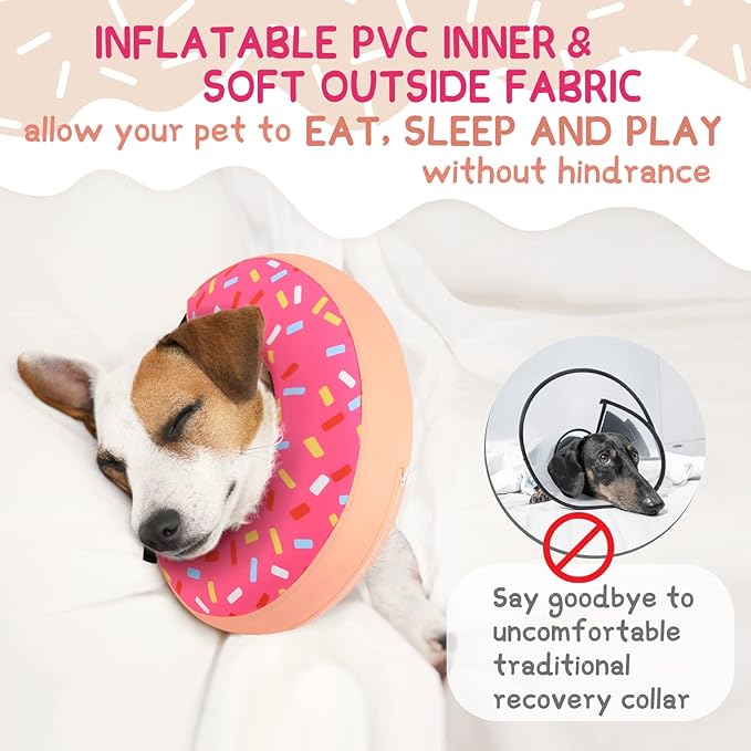 Supet Inflatable Dog Cone Collar for Small Dogs Puppies Cats, Soft Dog Cone Alternative After Surgery for Puppies Cats to Stop Licking