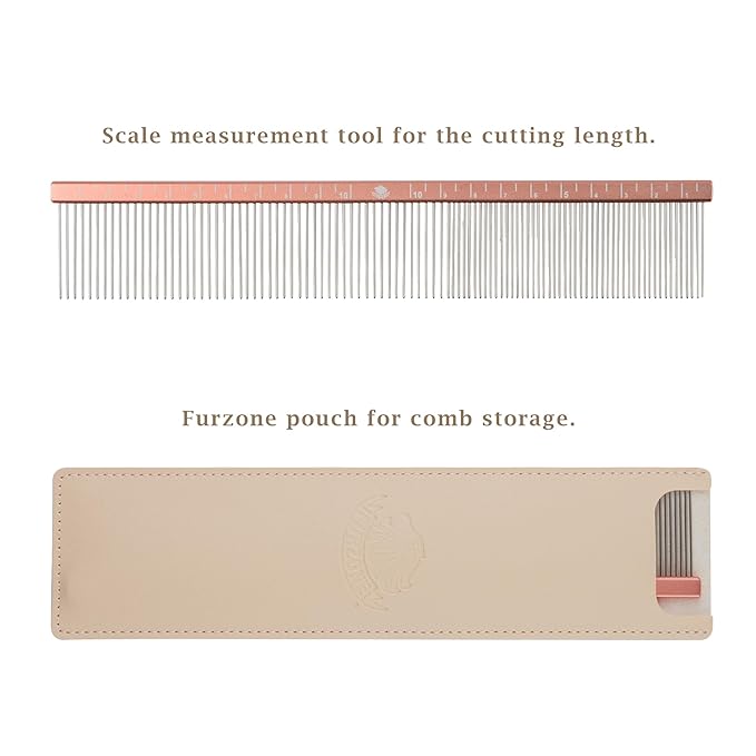 2-in-1 Megal Greyhound Comb for Dogs (Medium/Coarse), 69 Stainless Steel Pins Dog Comb, Aluminum 24.5cm Handle,Lightweight,Gently Remove Dogs’ Head/Body Fur, Professional Grooming Accessories