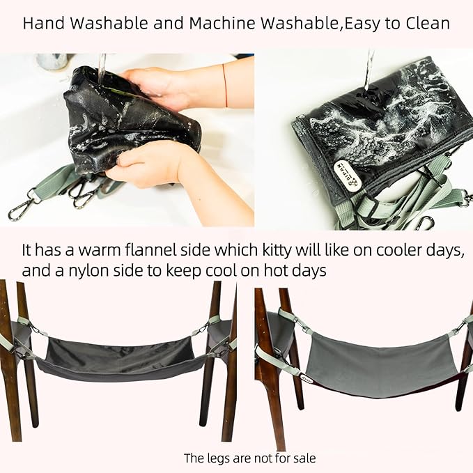 Cat Hammock for Cage - Washable Soft Outdoor Mat, Waterproof Cooling Pad for Cats (Large, Black)