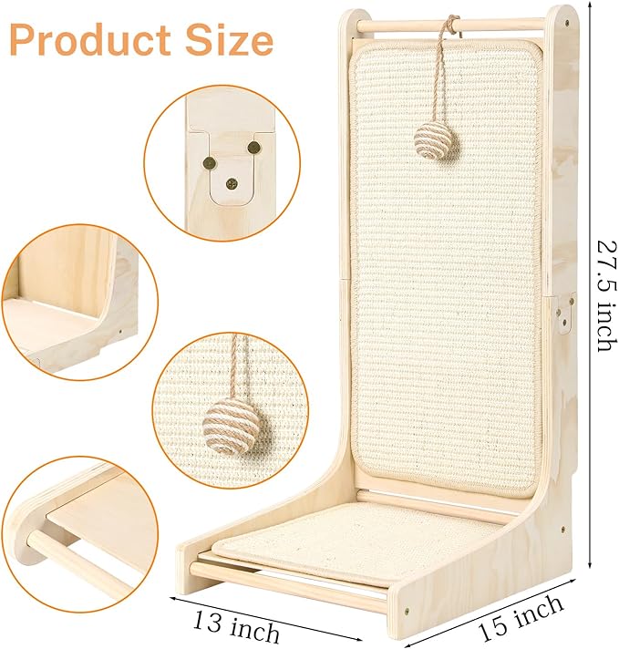 L-Shaped Cat Scratcher Pad for Indoor Cats - Sisal Scratching Board, Furniture Protector, and Scratch Post