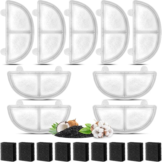 9 Pack Pet Fountain Replacement Filters for Wireless Pumps Cat Water Fountain Dog Water Dispenser WF20/CF20, Triple Filtration System Replacement Filters