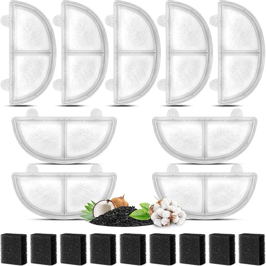 9 Pack Pet Fountain Replacement Filters for Wireless Pumps Cat Water Fountain Dog Water Dispenser WF20/CF20, Triple Filtration System Replacement Filters