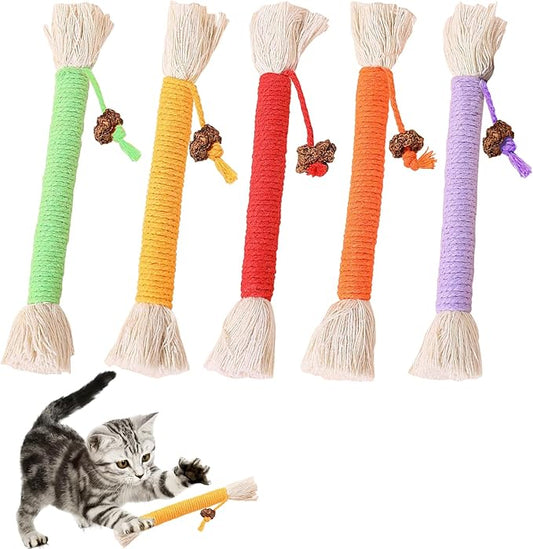 5 PCS Cat Chew Toy, 5.9in Catnip Toys for Cats, Teeth Cleaning Cat Toys for Indoor Kittens