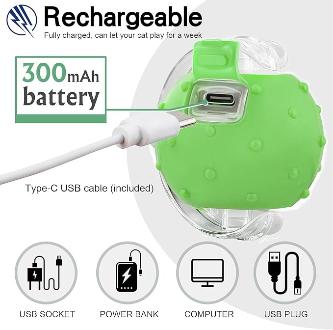 Red & Green Interactive Cat Toy Ball Combo – Automatic Agile Moving Cats Toys with 4 Tail Accessories, Bird Chirping & Motion Activated, Kitten Balls for Multi-Cat Households