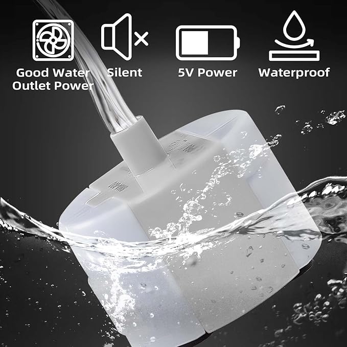 Ultra-Quiet Replacement Pump for Stainless Steel Cat Water Fountains - SMA-800 Motor - Safe and Easy to Clean with Low Voltage DC 5V and USB Cable (Side Suction Pump)