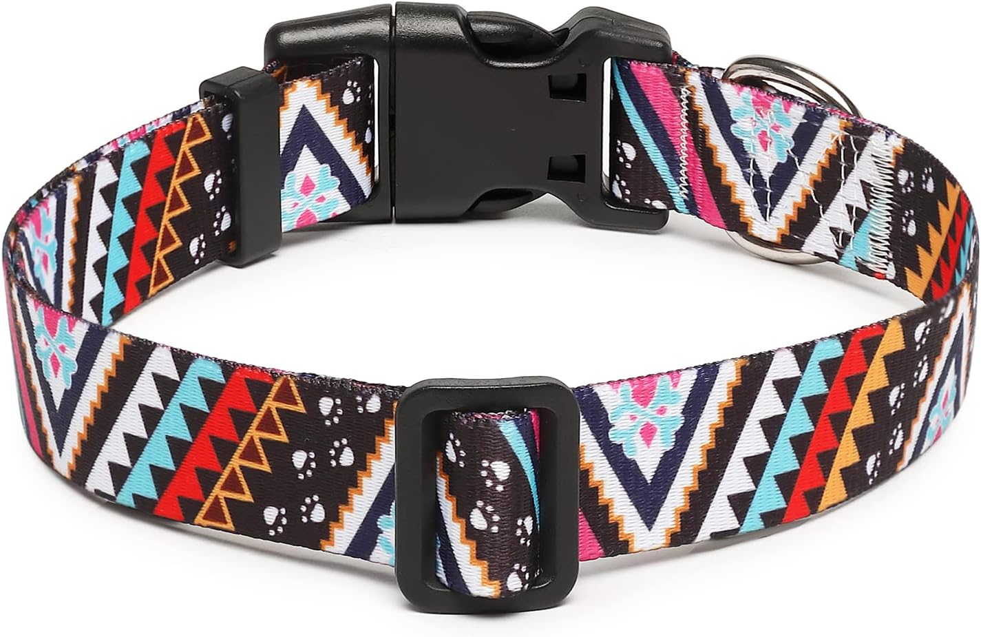 Mercano Adjustable Dog Collar - Special Design Patterns, Soft Nylon Comfortable Durable Pet Collar for Small Medium Large Dogs (M, Ethnic Pink)