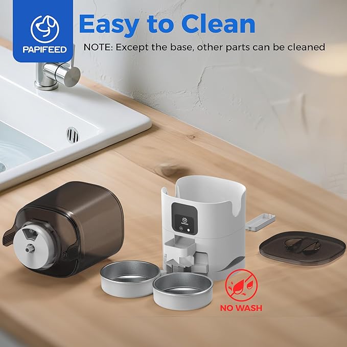 PAPIFEED 7L Automatic Cat Feeders for 2 Cats - 2.4G WiFi Timed Auto Feeder with APP Control, Cat Food Dispenser with Alexa for Multiple Cats, Detachable for Easy Clean, 1-10 Meals Per Day - White