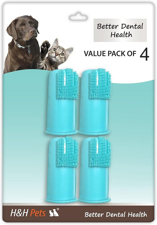 Professional Dog Finger Toothbrush by H&H Pets,Pack of 4