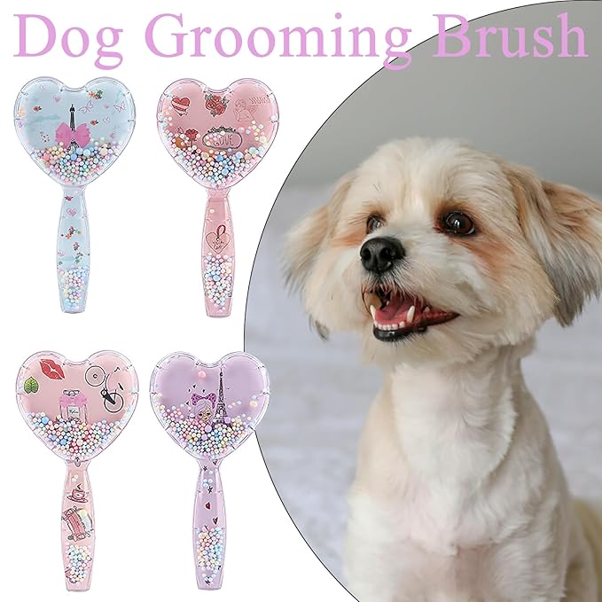 Small Dog Brush, Soft Dog Brush for Shih Tzus, Yorkies, Maltipoos, Maltese ， Love Shape Puppy Massaging Hair Brush, Cat Brush, for Small Dogs Cats Rabbits of All Hair Types (Purple)