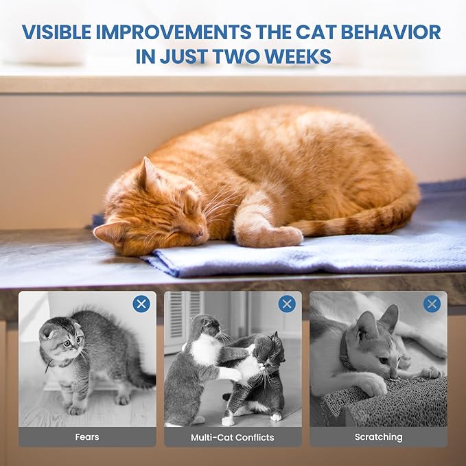 Cat Calming Diffuser, Cat Pheromones Calming Diffuser, Multicat Calming Diffuser, Relaxing Pheromone for Cat Relief Stress Anxiety Fighting Scratching, 2 Diffuser 4 Refill(48ml)