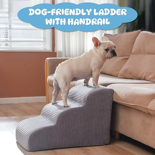 Dog Stairs Steps for High Bed - 2 Steps Pet Steps for Small Dogs and Cats Non-Slip Removable Washable Cover Ramp for Indoor Outdoor Car Couch Sofa(H: 11.8")