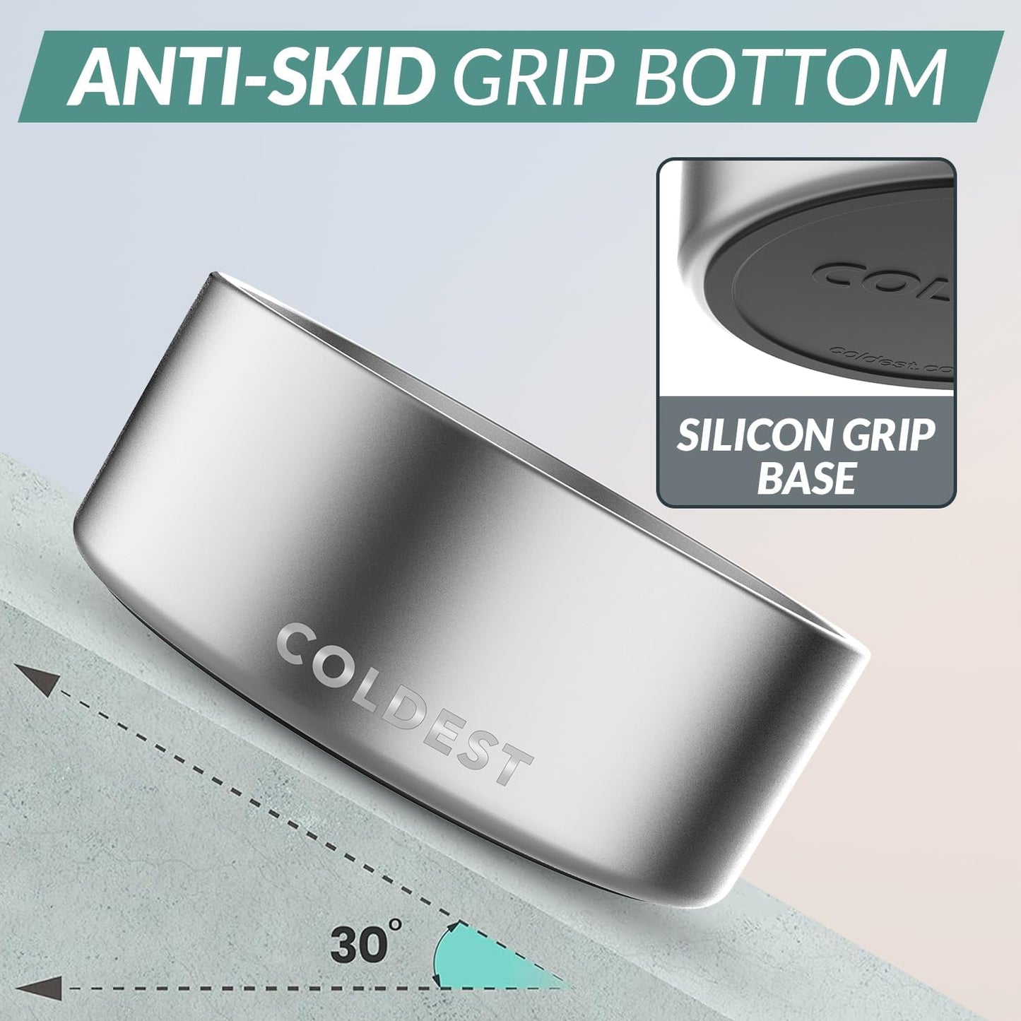 Coldest Dog Bowl - Anti Rust Metal, Non Slip, 3 Layers Insulated Stainless Steel Dog Bowls - Spill Proof & Heavy Duty - Water Bowl for Dogs, Cats, Dish Washer Safe (100 oz,Polished Stainless Steel)