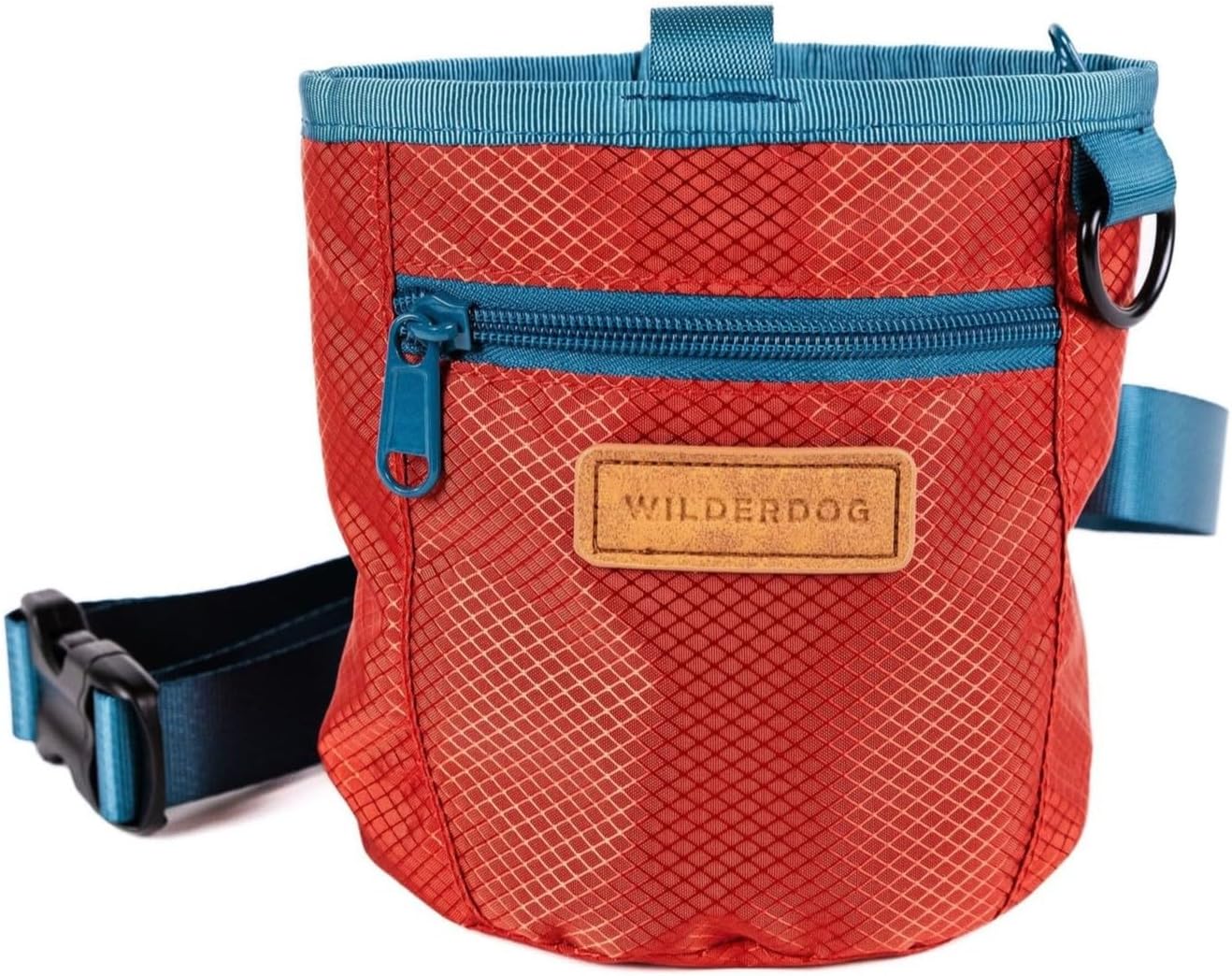 Wilderdog Dog Training Treat Pouch with Magnetic and Zipper Closure, Carabiner Attached, Adjustable Waist Strap - Cinnabar