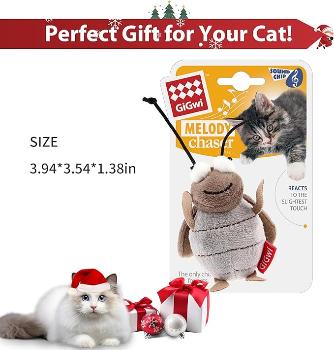 PETGEEK Gigwi Simulated Chirping Bird Cat Toy, Fake Toys for Indoor Cats, Melody Chaser Cat Toys with Hanging Loop for Bored Indoor Adult Cats Kittens Interactive Play (Cricket)