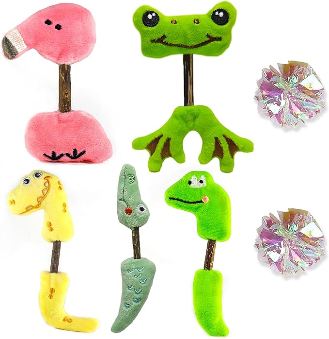 Matatabi Silvervine Sticks Cat Toys for Indoor Cats, Cat Dental Toy for Kitten Teeth Cleaning, Crinkle Sound Catnip Toys