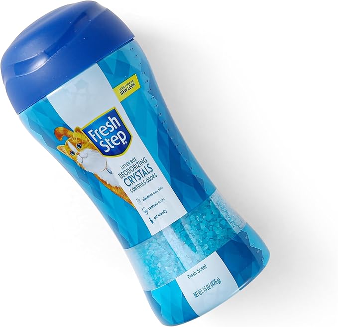 Fresh Step Cat Litter Crystals in Fresh Scent - Cat Litter Box Deodorizer - Combats Odors and Neutralizes Smells to Keep Your Home Clean, 15 Ounce - 12 Pack