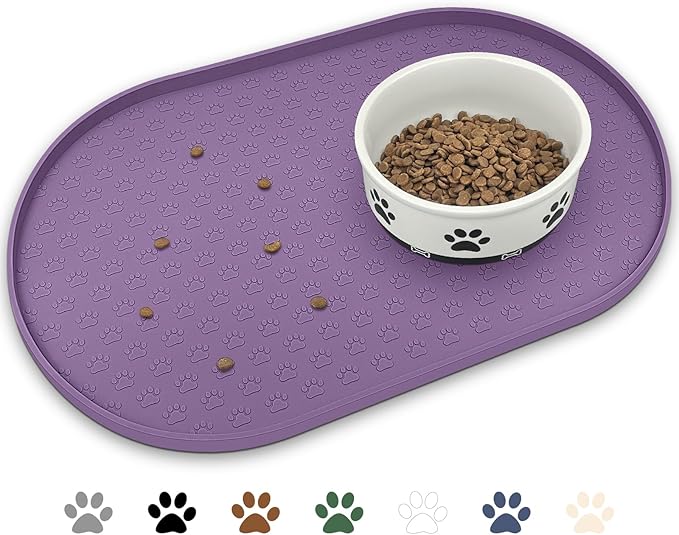 KPWACD Dog Food Mat Anti-Slip Bowl Mats for Food and Water, High-Lips Waterproof Pet Placemat Prevent Messy Spills to Floor, Silicone Puppy Feeding Trays for Large Medium Small Dogs Cats