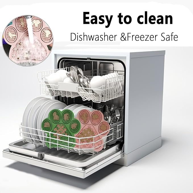 2-Pack Premium Lick Mats for Dogs & Cats | Slow Feeder mat with Suction Cups | Bathing, Grooming & Nail Trimming Aid | Food-Grade Non-Toxic Silicone (Pink & Green)