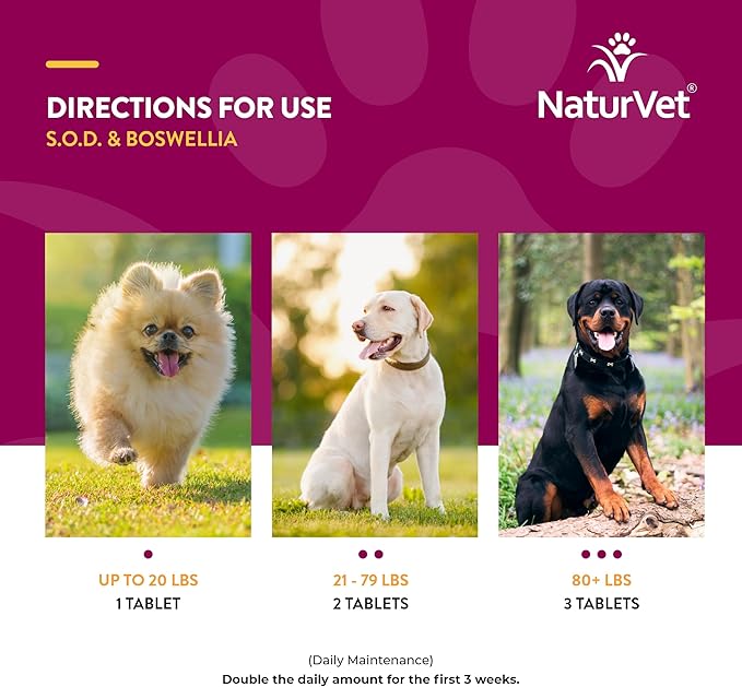 NaturVet S.O.D. & Boswellia Extra Joint Support Dog Supplement – Dog Hip Supplement – Helps Alleviate Aches, Pain – for Dog Flexibility, Healthy Joint Function – 500 Ct. Chewable Tablets