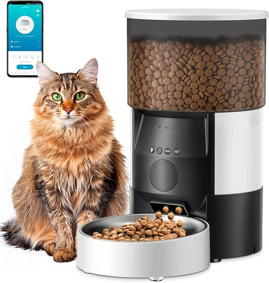 Automatic Cat Feeder, 2.4Ghz WiFi Timed Dog Food Dispenser with APP Control, 3L Auto Dry Food Feeders for Pets, Programmable Portion Control, 10 Meals/Day, 10s Voice Recorder (WiFi)