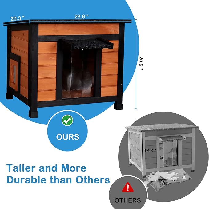 Outdoor Cat House for Insulated Feral Cat Shelter Weatherproof Outside Cat Enclosure for Winter, Outdoor Indoor Use with Openable Waterproof Roof Brown
