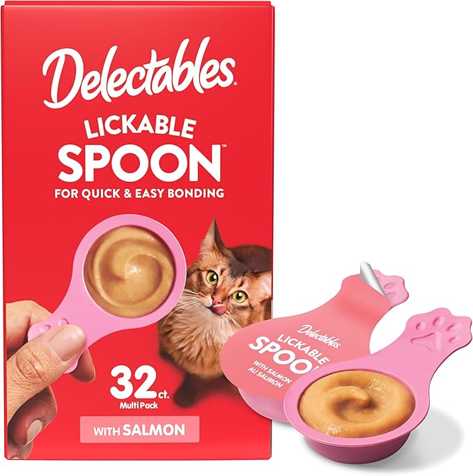 Hartz New Delectables Lickable Spoon Interactive Lickable Cat Treats for Quick & Easy Bonding, Salmon 32ct