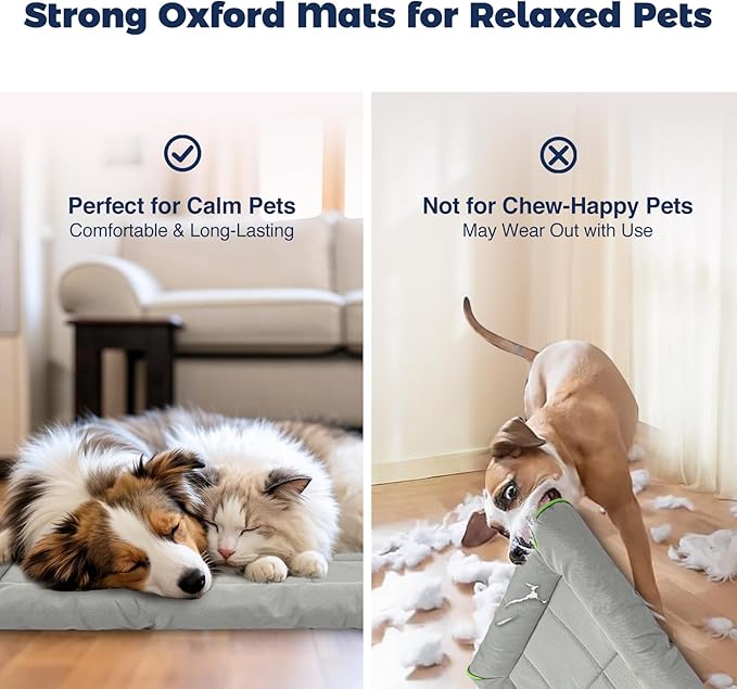 Miguel 900D Oxford Outdoor Waterproof Dog Crate Bed, Water-Resistant Durable Easy Wipe Clean All Weather Pet Mat, Travel Indoor Outdoor Puppy Cat Crate Bed 36inch, Gray