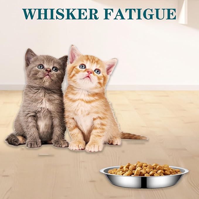 4Packs Cat-Bowls Cat Food Bowl - 6.1 Inch Stainless Steel Cats Feed Bowl for Indoor Cats Shallow and Wide Wet Food Plate Pet Feeding Whisker Fatigue Relief Pet Plate for Kitten Puppy Small Dog