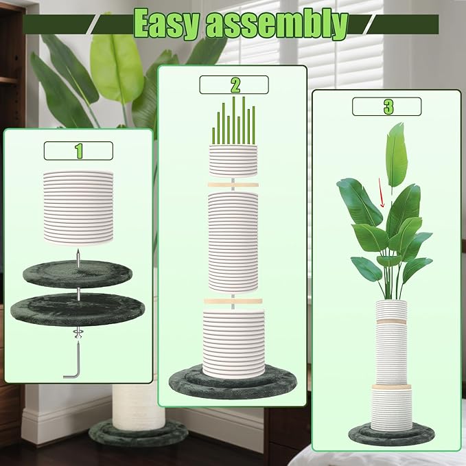 EMUST Cat Scratching Post, 5.86FT Cat Tower with Tall Scratching Posts for Indoor Cats Adults with Nature Sisal Rope-Bird of Paradise Artificial Plants Indoor with 9 Trunks, 70" Faux Tree for Decor