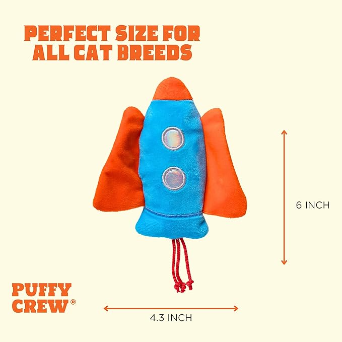 Interactive Catnip Cat Plush Toy, Space Travel Theme, 5‘’, for All Breed Size Cats (Spacecraft)