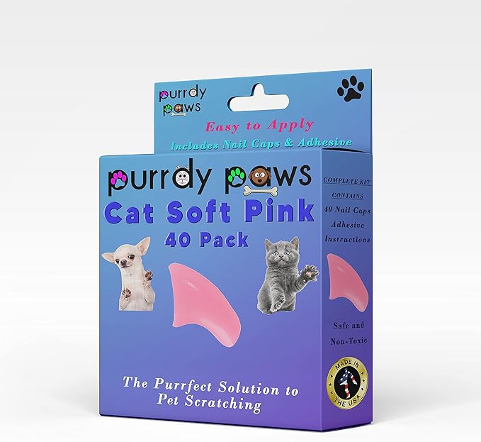 40 Pack Soft Nail Caps for Cat Claws Soft Pink Small