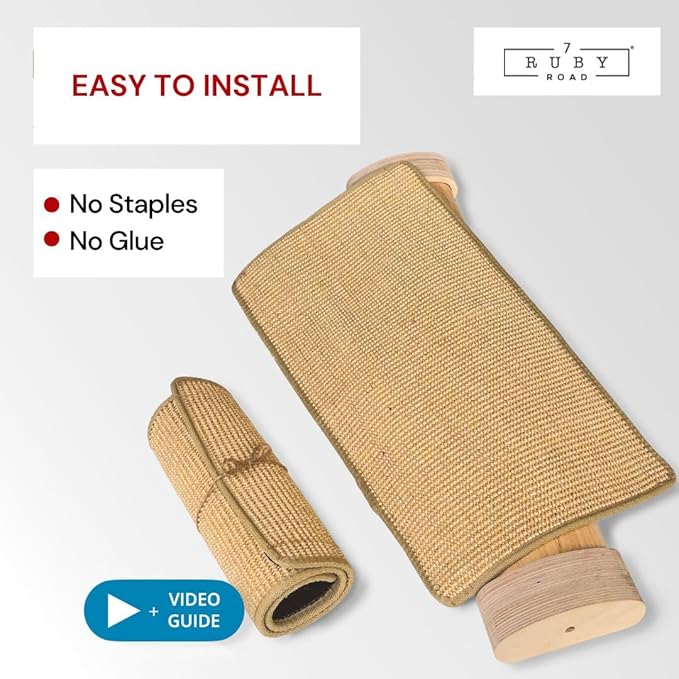 7 Ruby Road Replacement Cat Scratching Mat for Nero Cat Wall Scratcher Post, Natural Sisal Fabric Mat Rug, Scratch Pad for Indoor Cats, Protect Sofa & Carpet, 24.8 x 12 inches