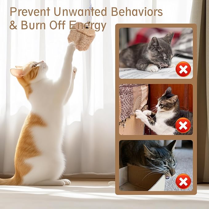 Natural Loofah Replacement Cat Toy Wand Refills, Cat Chew Toy-Handmade Gum Massage Teether w/Catnip,Teeth Cleaning Toys for Aggressive Chewers,Safe Kitten Bite Relief & Stress Relief, 2 Pack