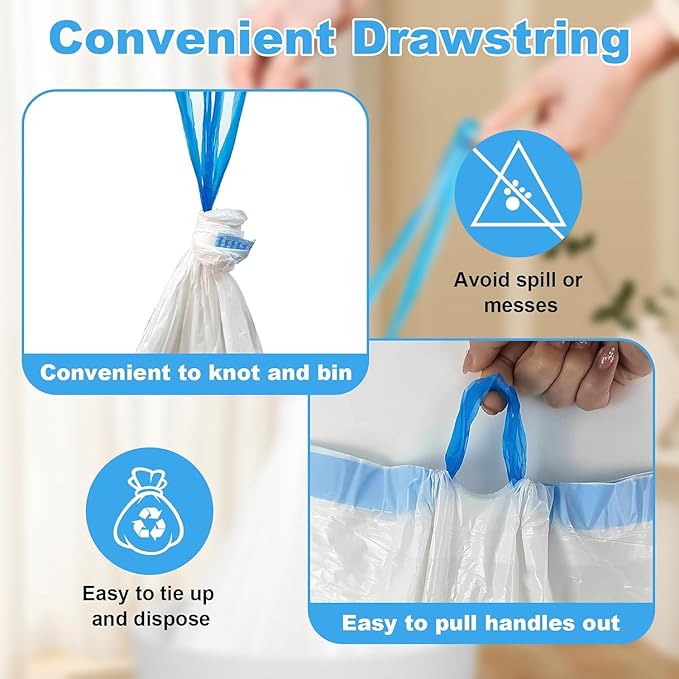 120pcs Cat Litter Box Liners, Drawstring Receptacles Bags Thickened Waste Bag Fit For MeoWant MW-SC01/MW-SC02 /MW-LR01/MW-LB02 Automatic Cat Litter Box