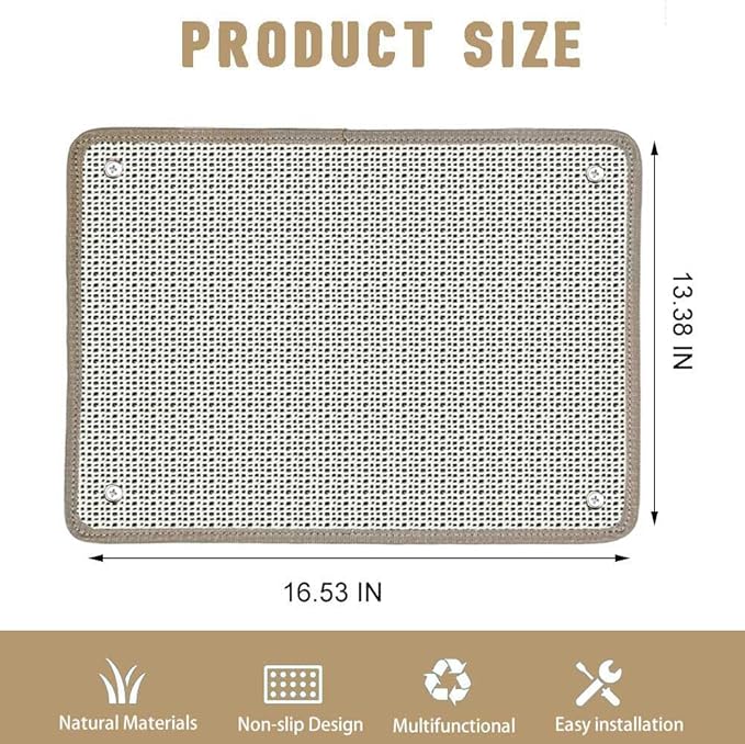 Cat Nail File Scratcher & Scratching Pad - Sisal Corner Scratcher with 80-Grit Aluminum Oxide, Wall/Floor Cat Scratcher for Natural Nail Trimming & Furniture Protection (16.53"x13.38")