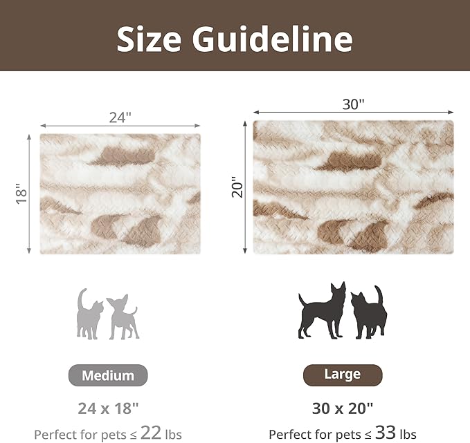 Self Warming Cat Bed, 30" x 20" Ultra Soft Cat Dog Pet Heating Pad for Indoor Outdoor, Non-Slip Heated Dog Mat Thermal Blanket