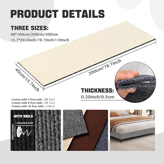 Anti Cat Scratch Couch Furniture Protector, Adhesive Cat Scratch Pad Deterrent for Furniture, DIY Climbing Cat Scratcher Couch Protector from Cat Claws Scratching for Indoor (offwhite,78.7x15.8In)