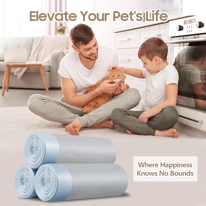 30 Count Cat Litter Replaced Waste Bags Liners for Neakas M1, PetPivot Autoscooper 11 and Similar Open-Top Self-Cleaning Cat Litter Box, Disposable Pet Wast Bags with Drawstring Heavy Duty Leak-proof