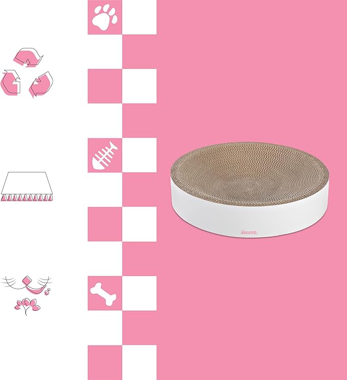 CSR1010I Nelson 20.13" Modern Cardboard Round Bowl Cat Scratcher with Catnip, Cloud