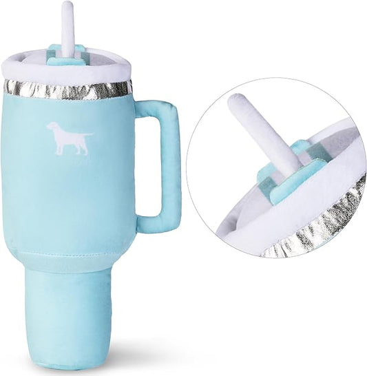 Pup Cup Tumbler Dog Toy – Birthday Dog Toy, Funny Squeaky Plush Puppy Gift, Cute Birthday Present (Mint Green)
