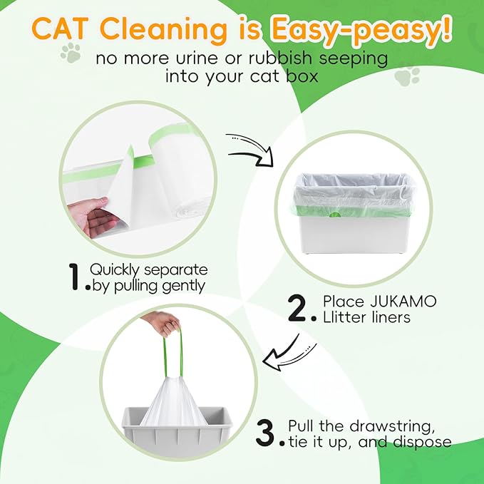 120 Pack Cat Litter Box Liners for Meo Want SC01, MW-SC02, MW-LR01,1.5 Mil Thick Drawstring Heavy Duty Leak-proof Disposable Smart Self-Cleaning Litter Box Robot Waste Drawer Trash Bags 18" x 12.6"